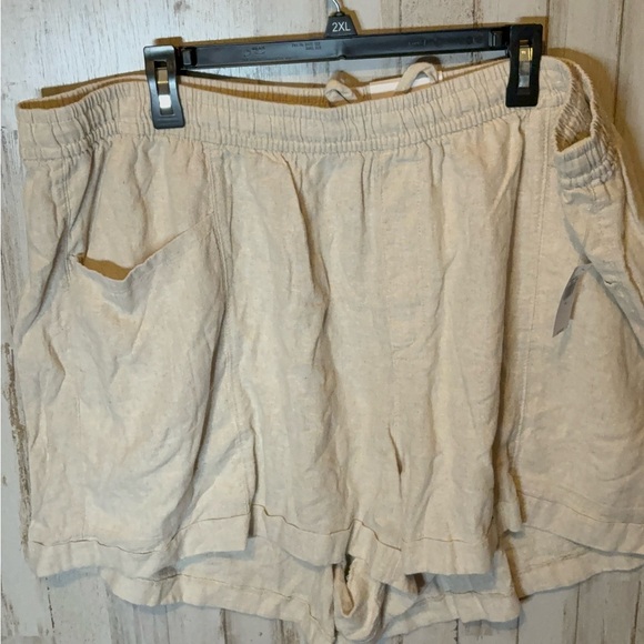 Old Navy Womens 3X Beige Linen High-Rise Pull-On Shorts NWT! - Picture 3 of 10